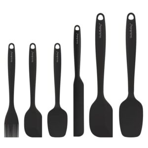 permanent replacement silicone spatula set rubber spatulas silicone heat resistant up to 600°f silicon spatula kitchen utensils 6 pcs black
