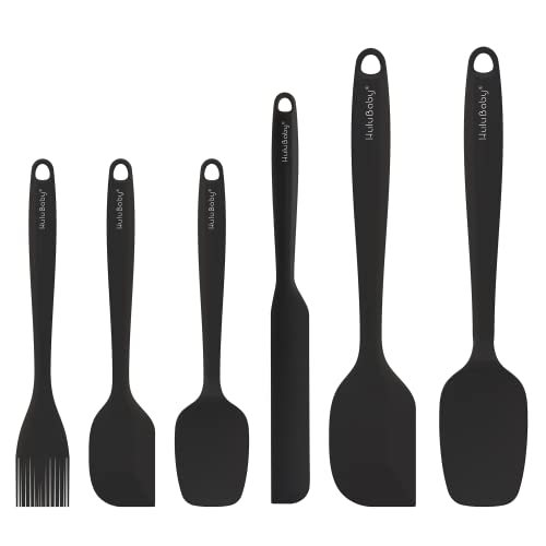 Permanent Replacement Silicone Spatula Set Rubber Spatulas Silicone Heat Resistant up to 600°F Silicon Spatula Kitchen Utensils 6 PCS Black