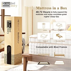 BedStory Full Size Mattress 12 Inch Medium Firm Hybrid Mattress, Pressure Relieving Memory Foam and Individual Pocket Springs, Double Bed Mattress in a Box Made in USA