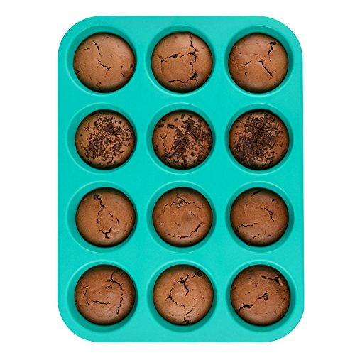 Silicone Muffin Pan Cupcake Set - Mini 24 Cups and Regular 12 Cups Muffin Tin, Nonstick BPA Free Food Grade Silicone Molds with 12 Silicone Baking Cups