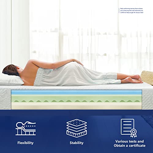 Olee Sleep 9 Inch I-Gel Multi Layered Memory Foam Mattress, Full, White