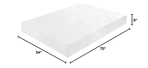 Olee Sleep 9 Inch I-Gel Multi Layered Memory Foam Mattress, Full, White