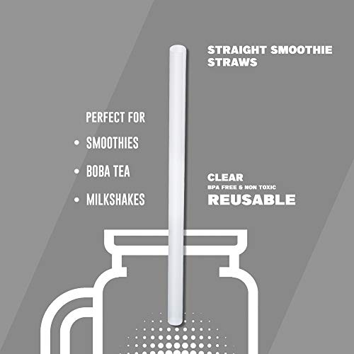 Clear Jumbo Smoothie Straws, Clear Disposable Wide-mouthed Large Milkshake Straws 9'' Inches High / Tall 100 pack