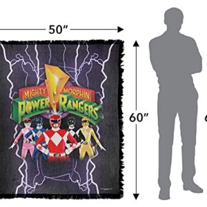 LOGOVISION Power Rangers Blanket, 50"x60" Lighting Rangers Woven Tapestry Cotton Blend Fringed Throw