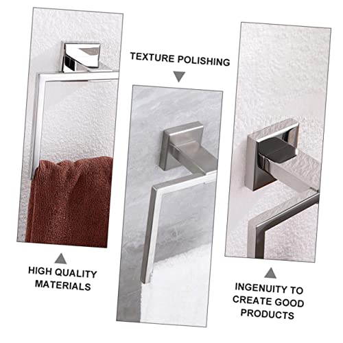 Yardwe 1pc Square Towel Ring Wall Mounted Towel Holder Wall Mounted Towel Rack Square Towel Holder Adhesive Towel Ring Bathroom Towel Ring Towel Ring Holder Stainless Steel Towel Holder