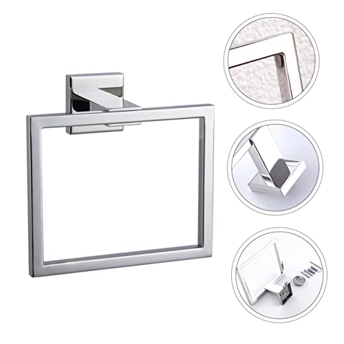 Yardwe 1pc Square Towel Ring Wall Mounted Towel Holder Wall Mounted Towel Rack Square Towel Holder Adhesive Towel Ring Bathroom Towel Ring Towel Ring Holder Stainless Steel Towel Holder