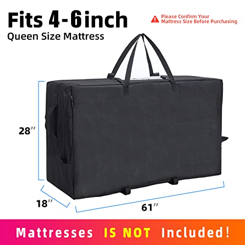 RISURRY 61 x 28 x 18 inches Tri Folding Mattress Storage Bag Compatible with Millard Trifold Mattress, Carrying Case for Tri-Fold Memory Foam Mattress Fit Queen Size Mattress (Bag Only), Black