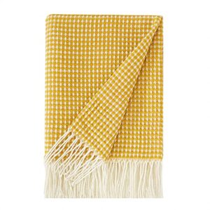 phf acrylic waffle weave knit throw blanket 50 x 60 inches, lightweight soft cozy decorative woven blanket with tassels for couch, bed, sofa, chair, home travel, suitable for all seasons, ginger