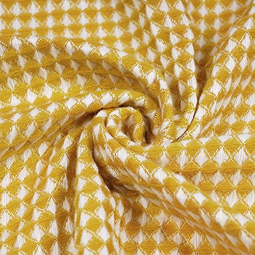 PHF Acrylic Waffle Weave Knit Throw Blanket 50 x 60 inches, Lightweight Soft Cozy Decorative Woven Blanket with Tassels for Couch, Bed, Sofa, Chair, Home Travel, Suitable for All Seasons, Ginger