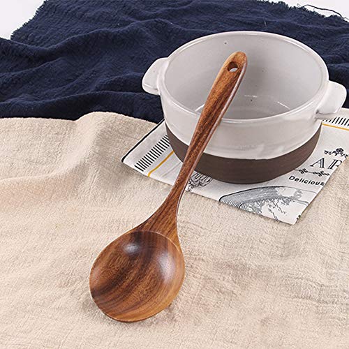 5 Pcs Best Wooden Spoons for Cooking Kitchen Utensils Set Non Stick Spoon Acacia Wood Utensil Cooking Spatula Turner Slotted Spoon Flat Wooden Spatula Set Mixing Cooking Spoons Kitchen Utensils