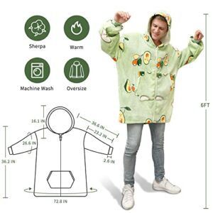 rericonq Blanket Hoodie, Oversize Hoodie Blanket Wearable For Women Man Teens,Warm Fleece Sweatshirt With Giant Pocket Thick Flannel Blanket Hooded