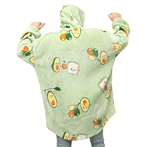 rericonq Blanket Hoodie, Oversize Hoodie Blanket Wearable For Women Man Teens,Warm Fleece Sweatshirt With Giant Pocket Thick Flannel Blanket Hooded