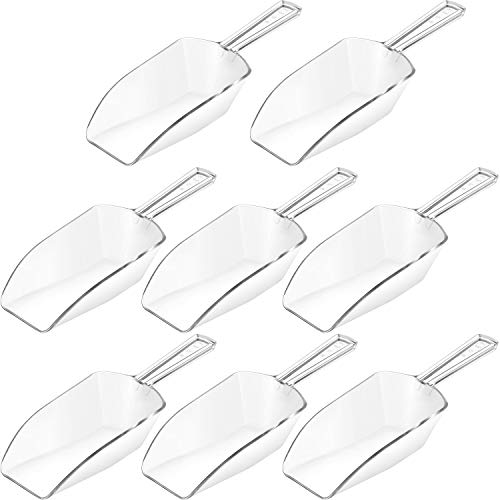 Multi-Purpose Plastic Clear Kitchen Scoops, Ice Scoop for Weddings, Candy Dessert Buffet, Protein Powders, Ice Cream, Coffee, Tea (6.5 Inches, 8 Pieces)