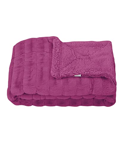 Home Soft Things Super Mink Faux Fur Throw, 50'' x 60", Fuchsia Rose, Luxurious Fluffy Cozy Elegant Throw with Sherpa Backing Fuzzy Throw for Couch Living Room Bedroom Home Décor