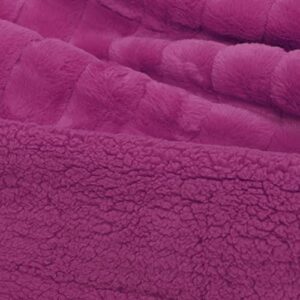 Home Soft Things Super Mink Faux Fur Throw, 50'' x 60", Fuchsia Rose, Luxurious Fluffy Cozy Elegant Throw with Sherpa Backing Fuzzy Throw for Couch Living Room Bedroom Home Décor