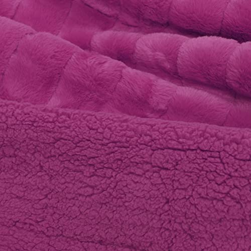 Home Soft Things Super Mink Faux Fur Throw, 50'' x 60", Fuchsia Rose, Luxurious Fluffy Cozy Elegant Throw with Sherpa Backing Fuzzy Throw for Couch Living Room Bedroom Home Décor