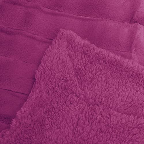 Home Soft Things Super Mink Faux Fur Throw, 50'' x 60", Fuchsia Rose, Luxurious Fluffy Cozy Elegant Throw with Sherpa Backing Fuzzy Throw for Couch Living Room Bedroom Home Décor