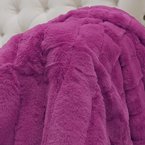 Home Soft Things Super Mink Faux Fur Throw, 50'' x 60", Fuchsia Rose, Luxurious Fluffy Cozy Elegant Throw with Sherpa Backing Fuzzy Throw for Couch Living Room Bedroom Home Décor