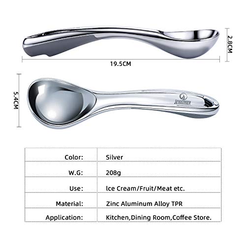 JENNIMER Heavy Duty Ice Cream Scoop, Commercial Ice Cream Scoop with Hook Longer Professional Antifreeze-Metal Easy-Grip Unbreakable,High Qality Zinc Alloy