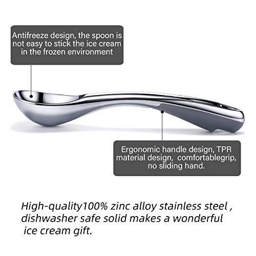 JENNIMER Heavy Duty Ice Cream Scoop, Commercial Ice Cream Scoop with Hook Longer Professional Antifreeze-Metal Easy-Grip Unbreakable,High Qality Zinc Alloy