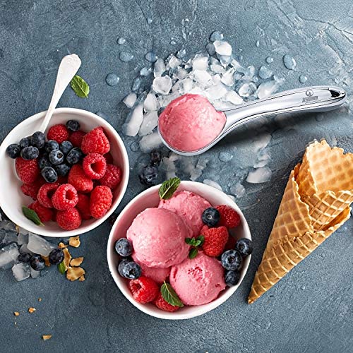 JENNIMER Heavy Duty Ice Cream Scoop, Commercial Ice Cream Scoop with Hook Longer Professional Antifreeze-Metal Easy-Grip Unbreakable,High Qality Zinc Alloy