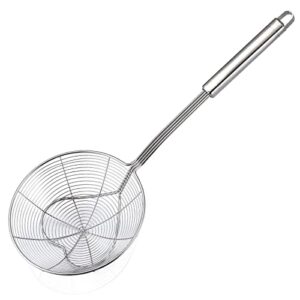 strainer spoon, 6.3 inches pasta spoon strainer with long handle stainless steel, eisinly kitchen frying utensil food strainer skimmer spoon for cooking