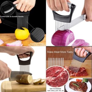 Stainless Steel Onion Holder for Slicing, Onion Cutter for Slicing and Storage of Avocados Lemon Potato Tomato Carrots and Other Vegetable Stalking Fork