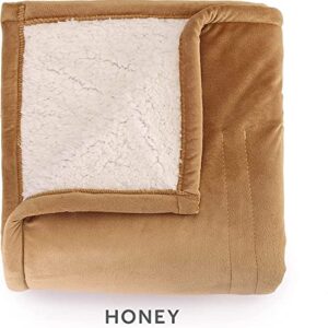Sunbeam Royal Mink Sherpa Honey Heated Personal Throw / Blanket, Cozy-Warm, Adjustable Heat Settings
