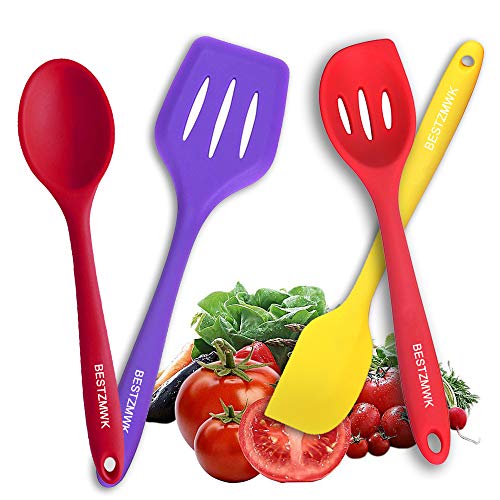 Kitchen Utensil Set - 11 Cooking Utensils - Colorful Silicone Kitchen Utensils - Nonstick Cookware with Spatula Set - Colored Best Kitchen Tools Kitchen Gadgets