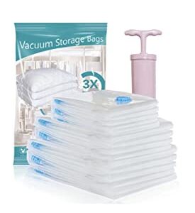 12 PACK, Vacuum Storage Bags , travel essentials, storage, JUMBO100х80cm X4pcs,LARGE 80х60cm X4pcs,MEDIUM 70х50cm X4pcs +1pump, Transparent