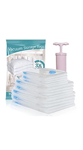 12 PACK, Vacuum Storage Bags , travel essentials, storage, JUMBO100х80cm X4pcs,LARGE 80х60cm X4pcs,MEDIUM 70х50cm X4pcs +1pump, Transparent