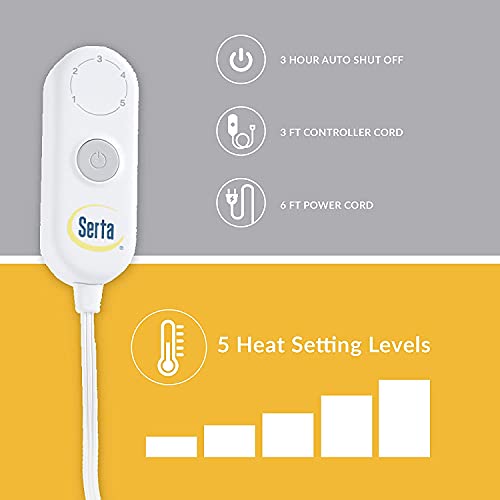 Serta Reversible Fleece to Sherpa Electric Blanket Fast Heating Soft Cover, Safety Auto Shut Off Timer, Low EMF, Multi Heat Setting, ETL Certified, Machine Washable, Ivory Throw (50"x 60")