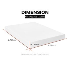 8 Inch Gel Memory Foam Mattress Twin, Cooling Gel Foam for Sleep, Bed-in-a-Box, Medium Firm Mattresses CertiPUR-US | Relieve Stress