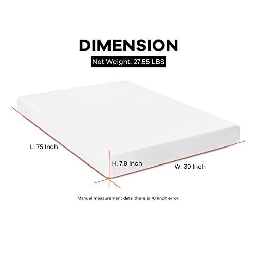 8 Inch Gel Memory Foam Mattress Twin, Cooling Gel Foam for Sleep, Bed-in-a-Box, Medium Firm Mattresses CertiPUR-US | Relieve Stress