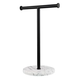 matte black hand towel holder,304 stainless steel towel rack with marble base,free standing hand towel rack for bathroom,no drilling