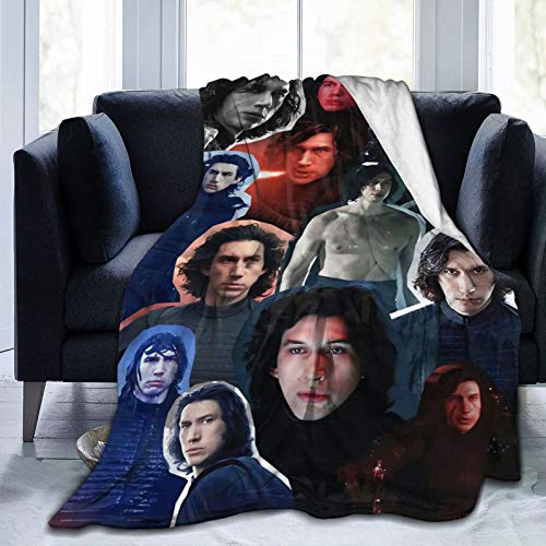 Blankets Adam Driver Kylo Ren Adam Sackler Soft and Comfortable Warm Fleece Throw Blankets Yoga Blankets Beach Blanket Picnic Blankets for Sofa Bed Camping Travel … (Black, 80"x60")