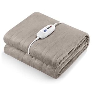 curecure heated electric blanket full size 72" x 84" oversized flannel heated blanket with 4 heating levels & 10 hours auto off, comfort warm blanket for bed sofa home office use, machine washable