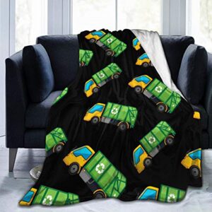 cartoon garbage truck ultra soft flannel fleece all season light weight living room/bedroom warm blanket