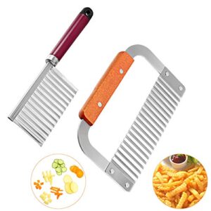 2 pieces crinkle cutters for vegetable potatoes fries stainless steel wavy slicers kitchen crinkle cutter knife chipper salad chopping cucumber carrot fruit