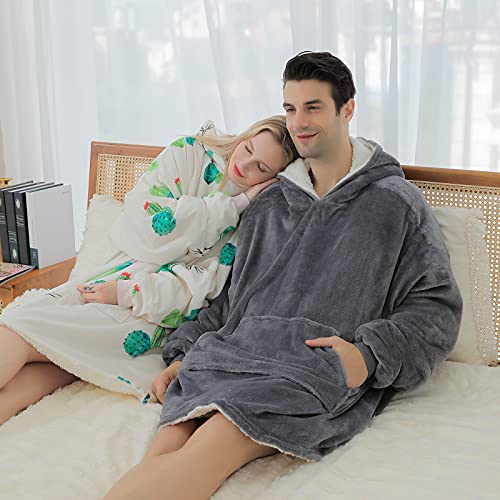 Skagit Premium Wearable Blanket Sweatshirt for Adult, Oversized Hoodie Blanket for Women & Men, Super Warm and Cozy Big Blanket Hoodie, Thick Flannel Blanket with Sleeves and Giant Pocket