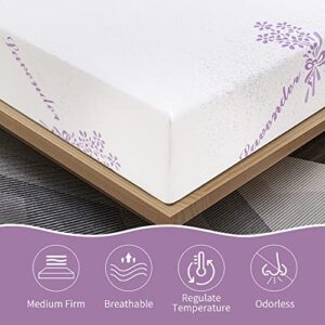 Hcore 8 Inch Twin Memory Foam Mattress,Cooling Lavender  Mattress in a Box,Medium-Firm Mattress Made in USA,Pressure Relief & Temperature Regulation,Fiberglass-Free,CertiPUR-US Certified