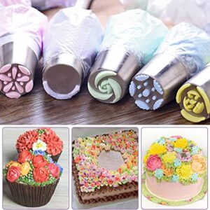 Russian Piping Tips 56 Pcs Cake Decorating Kit, 12 Flower Piping Tips, Leaf Icing Frosting Tips Nozzles Pastry Bags Baking Supplies Kit for Cupcake Cookies Birthday Party Baking Gifts