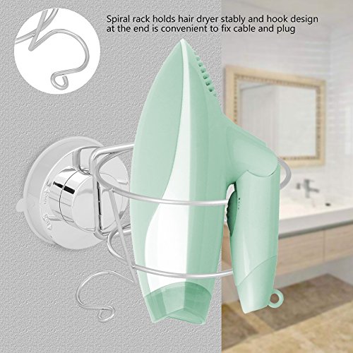 MAGT Hair Dryer Holder, Stainless Steel Suction Cup Wall Mounted Hair Dryer Stand for Bathroom
