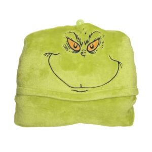 department 56 snowpinions snow throw the grinch super soft fleece hooded blanket, 45 by 60 inch, green
