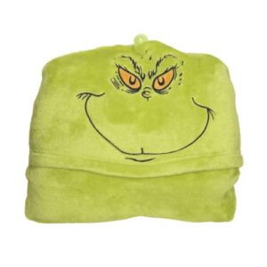 Department 56 Snowpinions Snow Throw The Grinch Super Soft Fleece Hooded Blanket, 45 by 60 Inch, Green