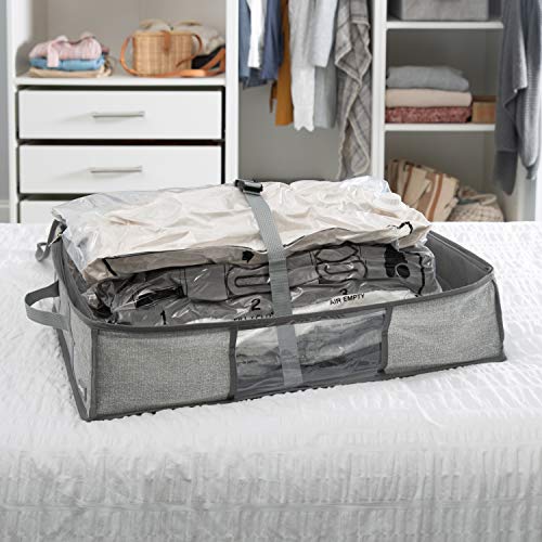 Simplify 2-in-1 Under The Bed, Durable, Airtight/Waterproof Seal, Space-Saving Environmentally Friendly, Protects Against Water & Dust Vacuum Storage Bags, Heather Grey