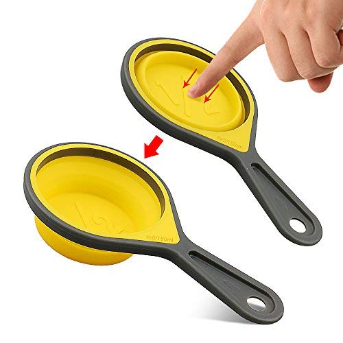 Measuring Cups and Spoons set, Collapsible Measuring Cups, 8 piece Measuring Tool Engraved Metric/US Markings for Liquid & Dry Measuring, Space Saving, BPA Free Silicone, Colorful