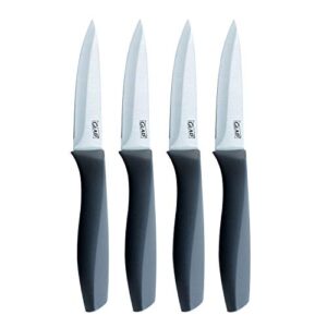 glad paring knife set, pack of 4 | sharp stainless steel blades with non-slip handles | 3.5-inch kitchen knives for cutting vegetables and peeling fruit,gray