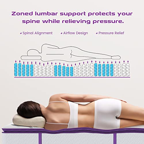 Sersper 8 Inch Memory Foam Hybrid Pillow Top Queen Mattress - 5-Zone Pocket Innersprings Motion Isolation -Heavier Coils for Durable Support -Medium Firm -Made in North America