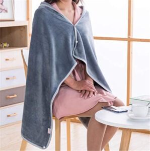 mvchifay wearable blanket soft fleece shawl button closure warm snuggle throw for sofa snap 27x51inches (gray-70x130cm)